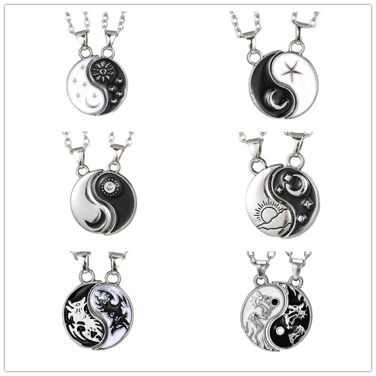 Popular Sun Moon Lovers Appetizer Stitching Necklace