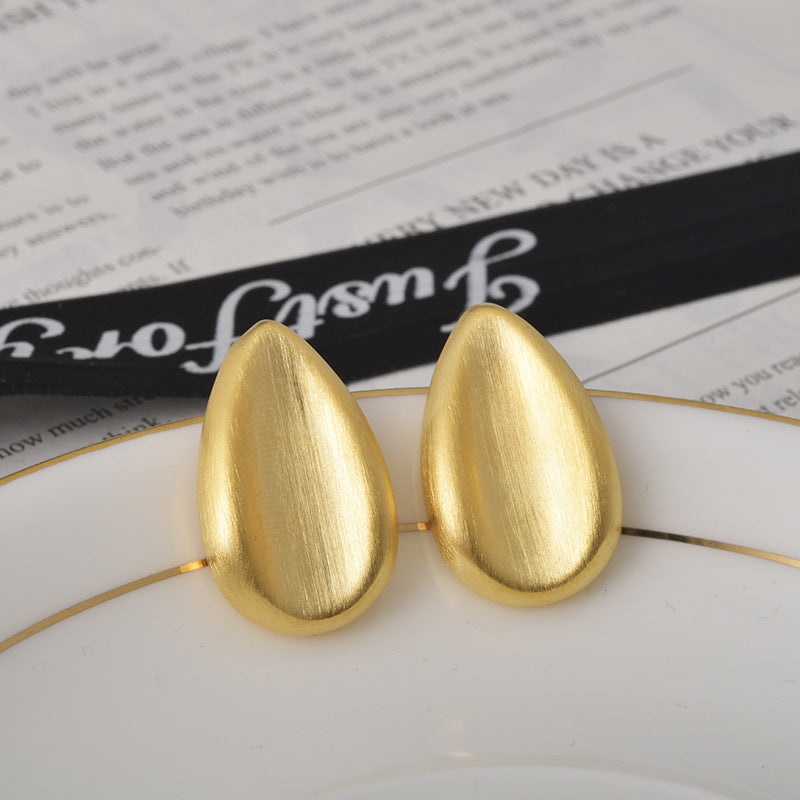Brushed Water Drop Ear Cold Style Stud Earrings