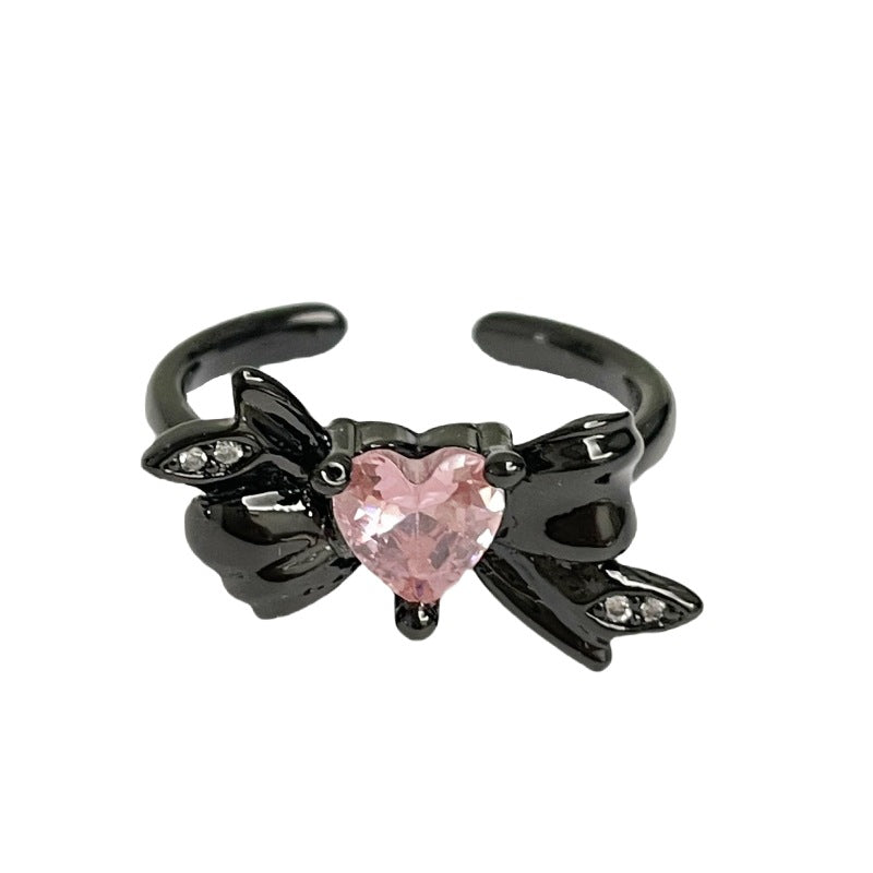 Sweet Cool Bow Pink Open-end Zircon Rings