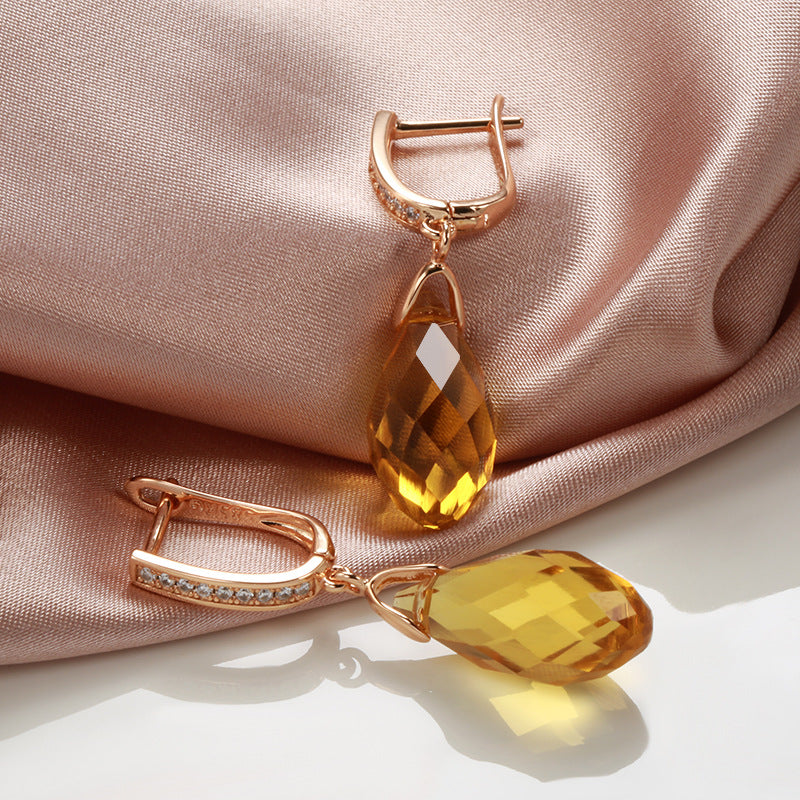 Women's Style Exquisite Refined Grace Yellow Zircon Stud Earrings