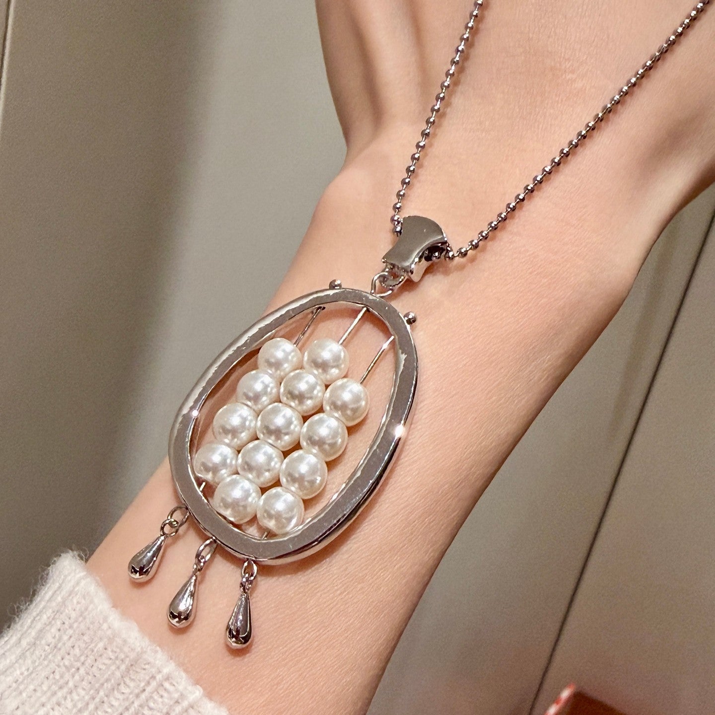 Abacus Water Drop Tassel High-grade Light Luxury Delicate Pearl Beaded Pendants