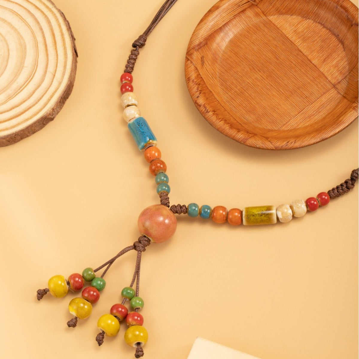 Women's Style Ceramic Bohemian Tassel Sweater Chain Necklace