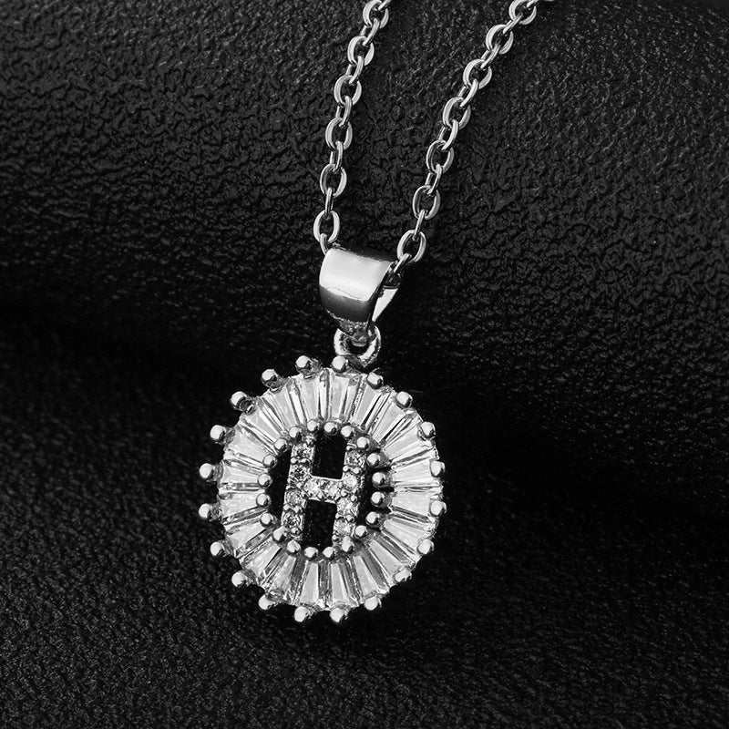 Xi Copper Inlaid Zircon Small Size Round Necklaces