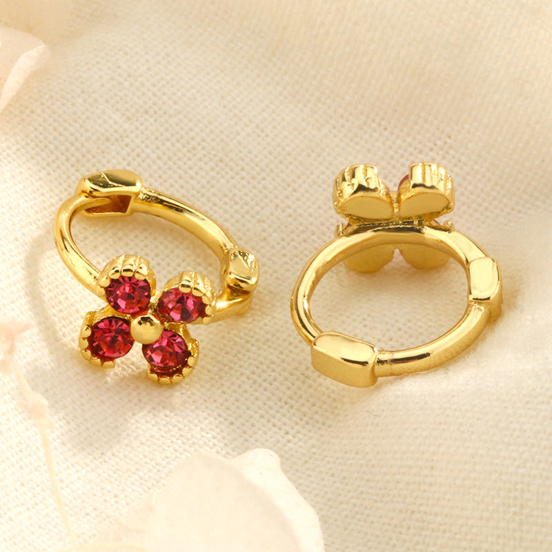 Flower Rhinestone Simple Design Exquisite Refined Grace Ear Earrings