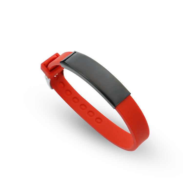 Soft Silicone Wristband Fashion Simple Couple Can Carve Writing Stainless Bracelet