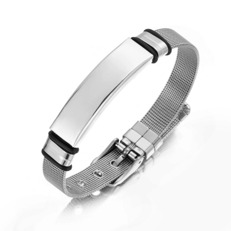 Glossy Can Carve Writing Stainless Couple Inscribed Medical Mark Bracelet
