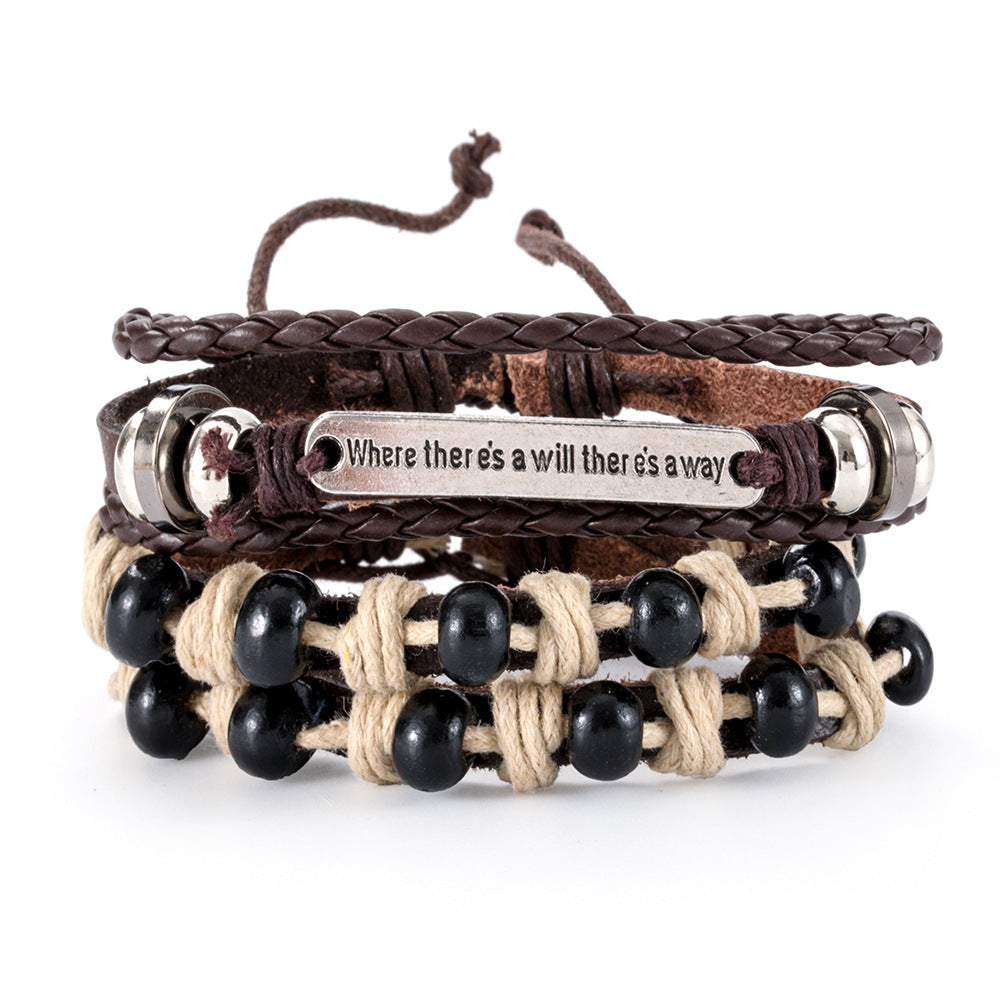 Women's & Men's Ornament Simple Hand Woven Rope Leather Bracelets