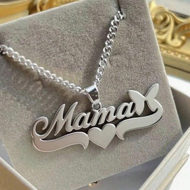 Love Butterfly Clavicle Chain English Frosted Necklaces