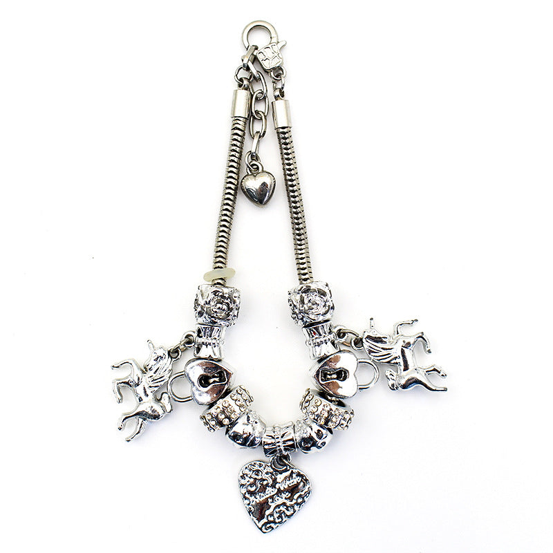 Crystal Heart-shaped Glass Bead Temperament Trend Alloy Bracelet