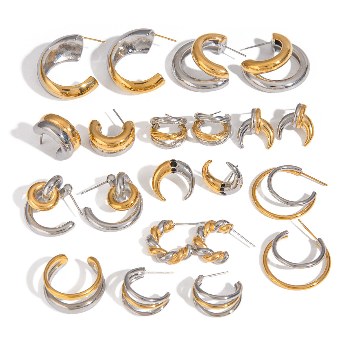 Steel Shaped Contrast Color High Sense Earrings