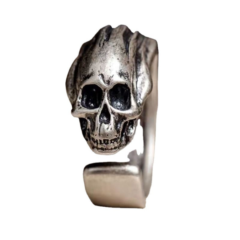 Men's Titanium Steel Skull Vintage Trendy Personality Punk Claw Animal Bamboo Ring