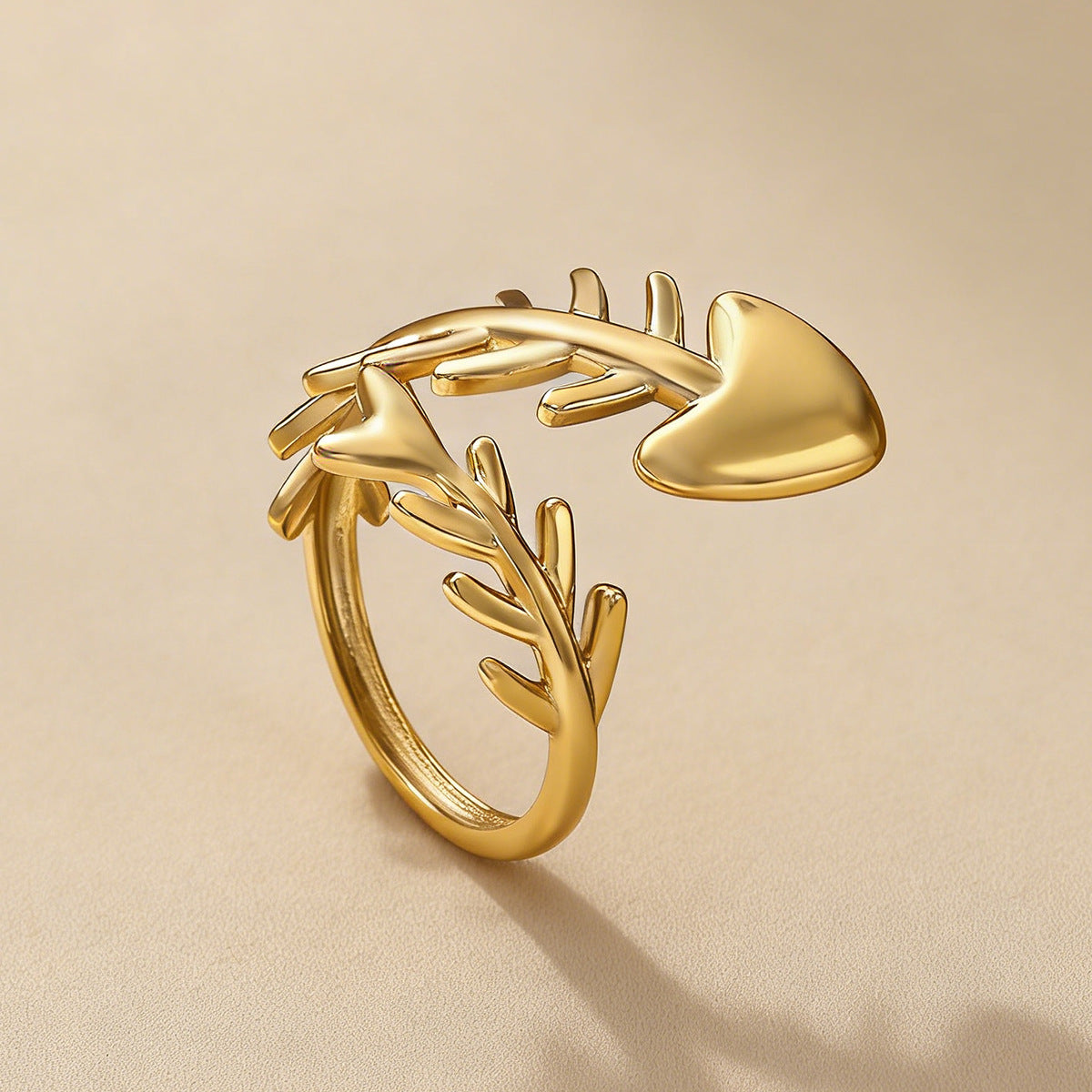 Simple Fun Fishbone Female Exaggerated Personalized Ring
