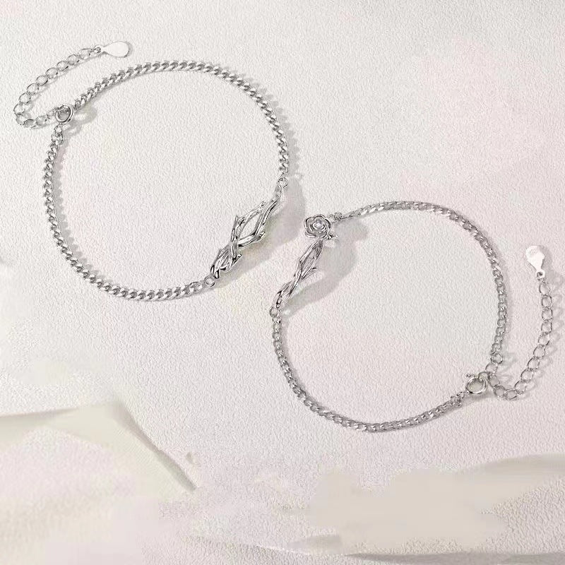 Women's & Men's Thorn Rose Couple Personality Trend One Pair Fresh Bracelets