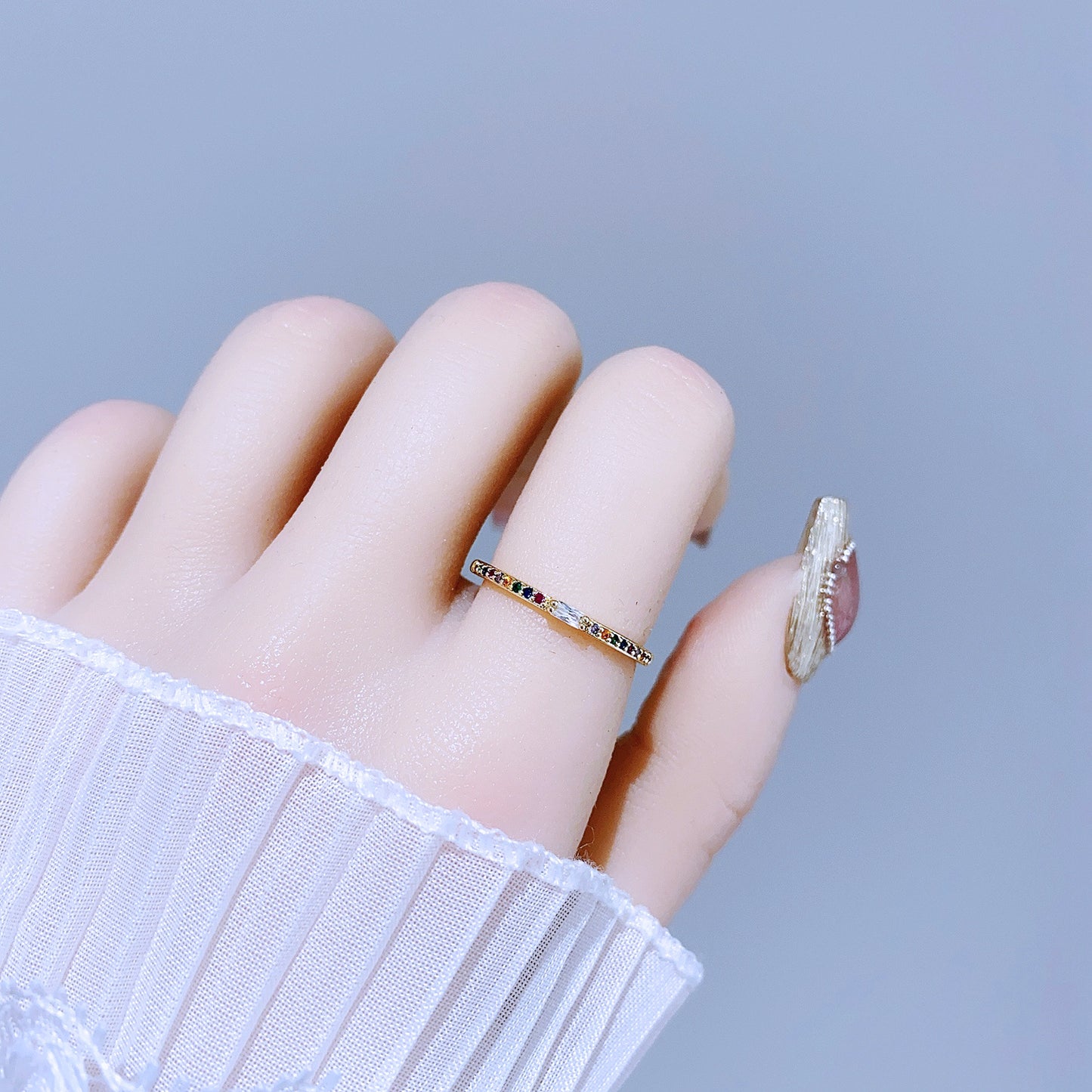 Light Luxury Minority Design Colorful Gemstone Rings