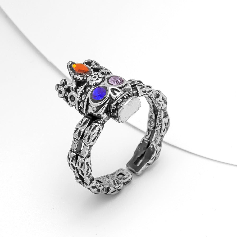 Skull Thai Sier Blue Purple Zirconium Female Trendy Light Luxury Ring