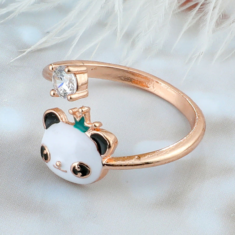 Panda Spinning Creative Opening Adjustable Index Finger Ring