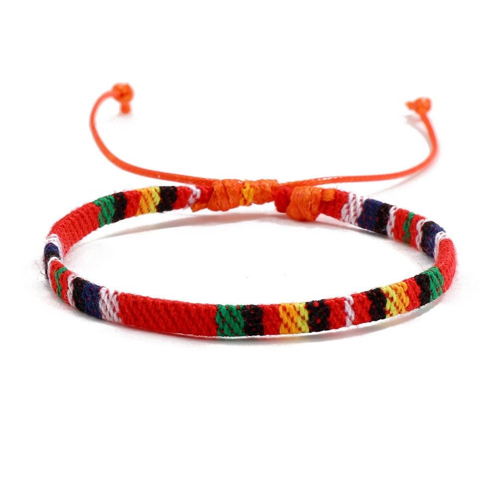Colorful Bohemian Style Cotton Linen Fabric Woven Simple Carrying Bracelet