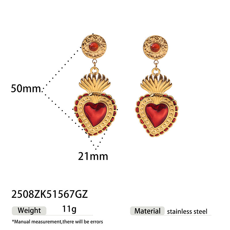 Vintage Style Love Heart Inlaid Gem Rings
