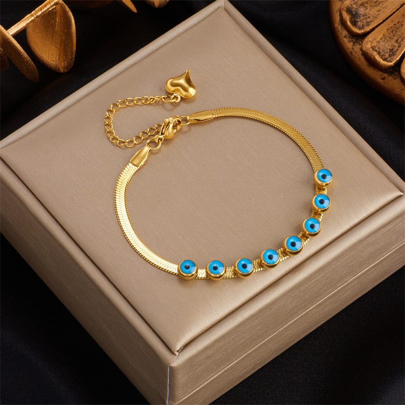 Design Temperament Retro Affordable Luxury Three-dimensional Butterfly Eyes Turquoise Bracelets