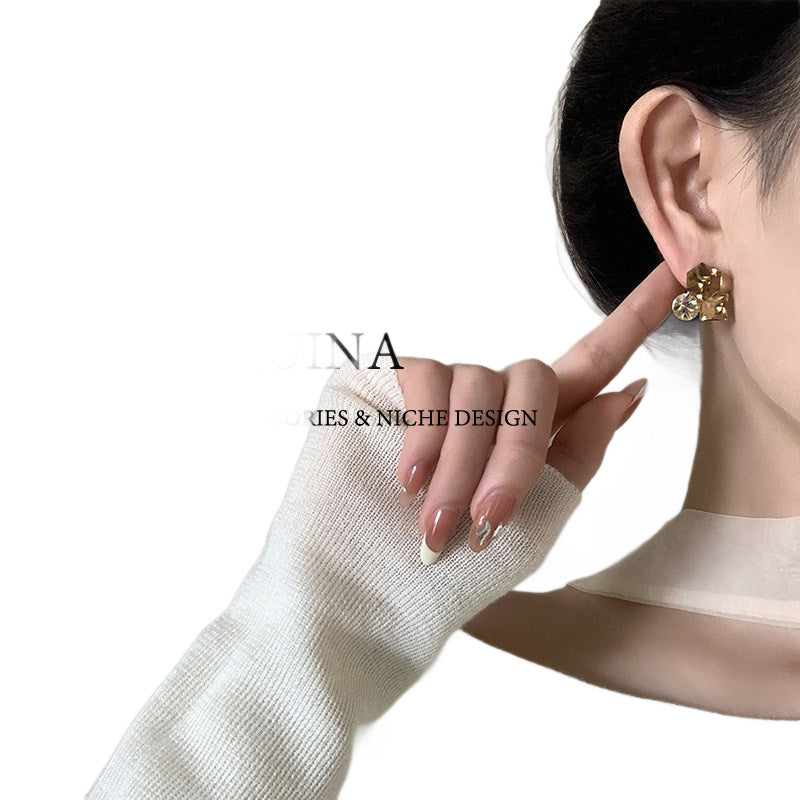 Light Luxury Brown Sterling Sier Refined Stud Earrings