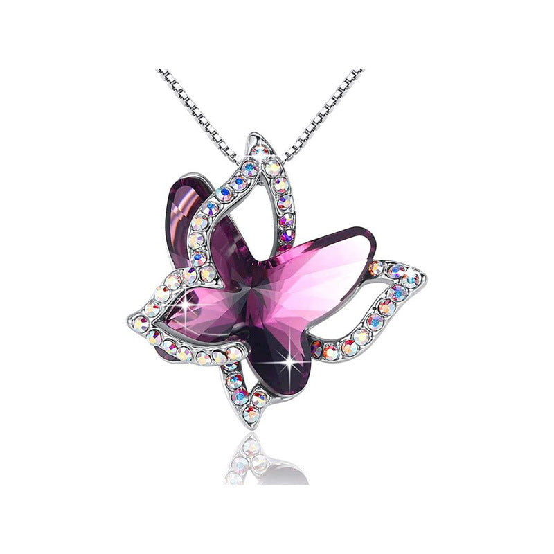 Women's Alloy Birthday Stone Crystal Animal Butterfly Necklaces