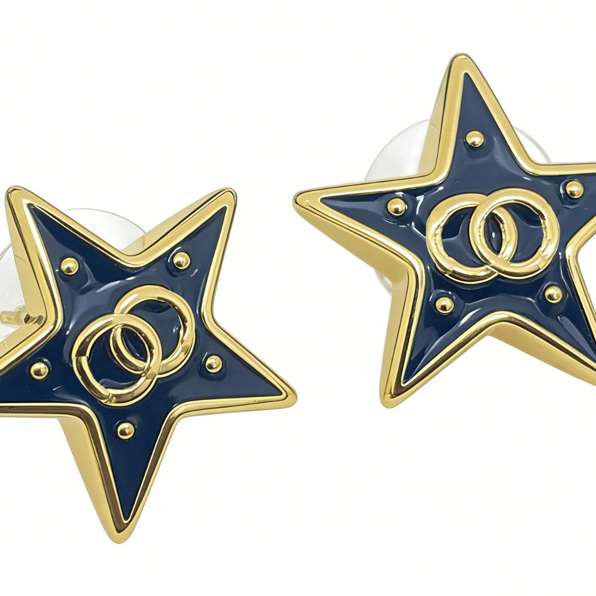 Gold Blue Two-color Five-pointed Star Light Luxury Temperament Ear High Earrings