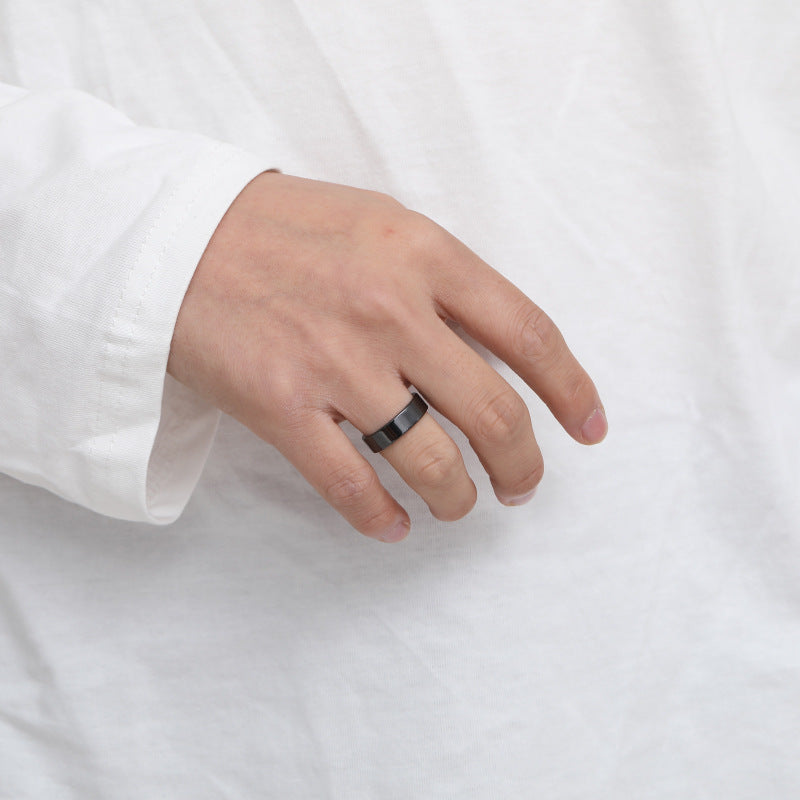 Men's Ornament Fashion Simple Black White Ceramic Rings