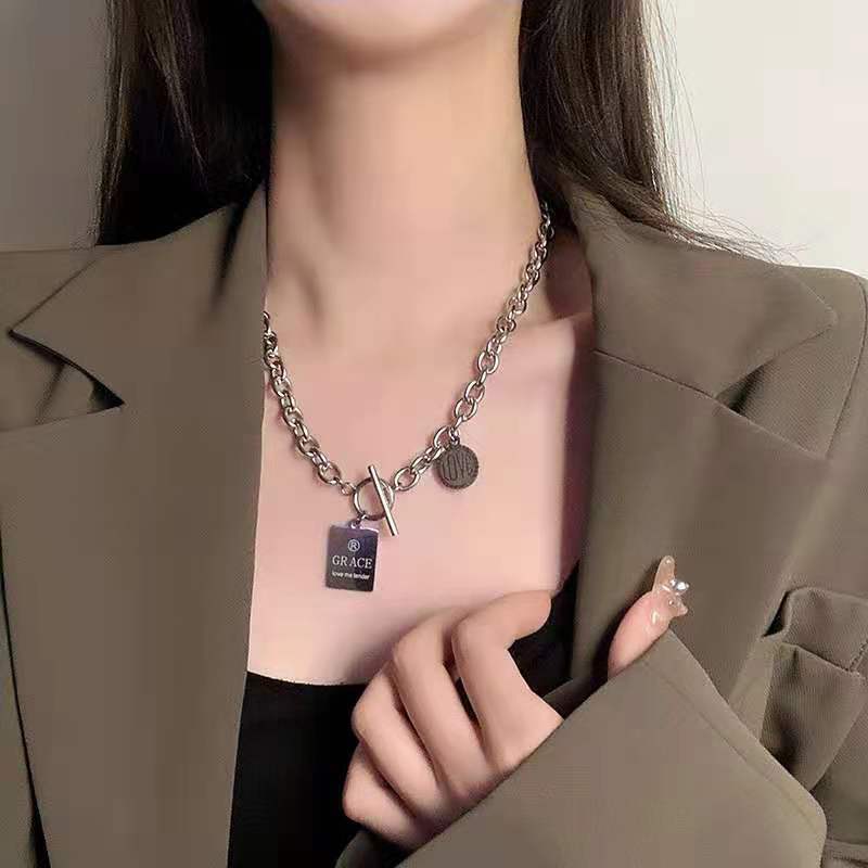 Women's & Men's Fashion Simple Titanium Steel Sweater Chain Personalized Hip Hop Necklace