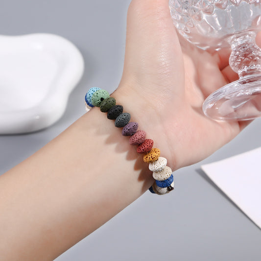 Women's & Men's Volcanic Stone Hip Hop Splicing Blocks Personality Bracelets