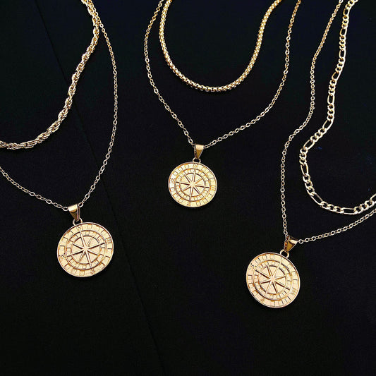 Women's Hip Hop Twin Double Layer Coin Necklaces