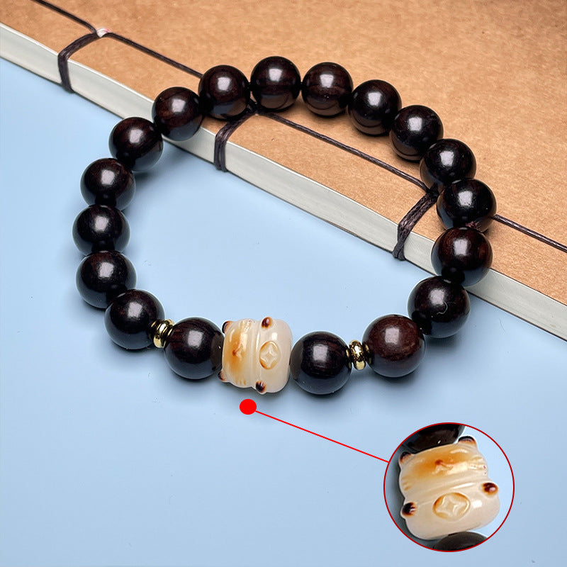 Jade Bodhi Carbon Burning Cute Lucky Cat Bracelets