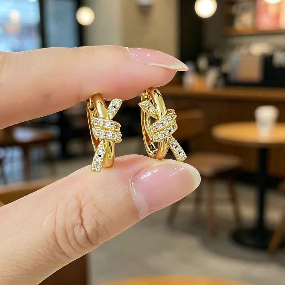 Hitches Micro Inlaid Zircon Clip Affordable Luxury Style Knotted High Ear Buckle