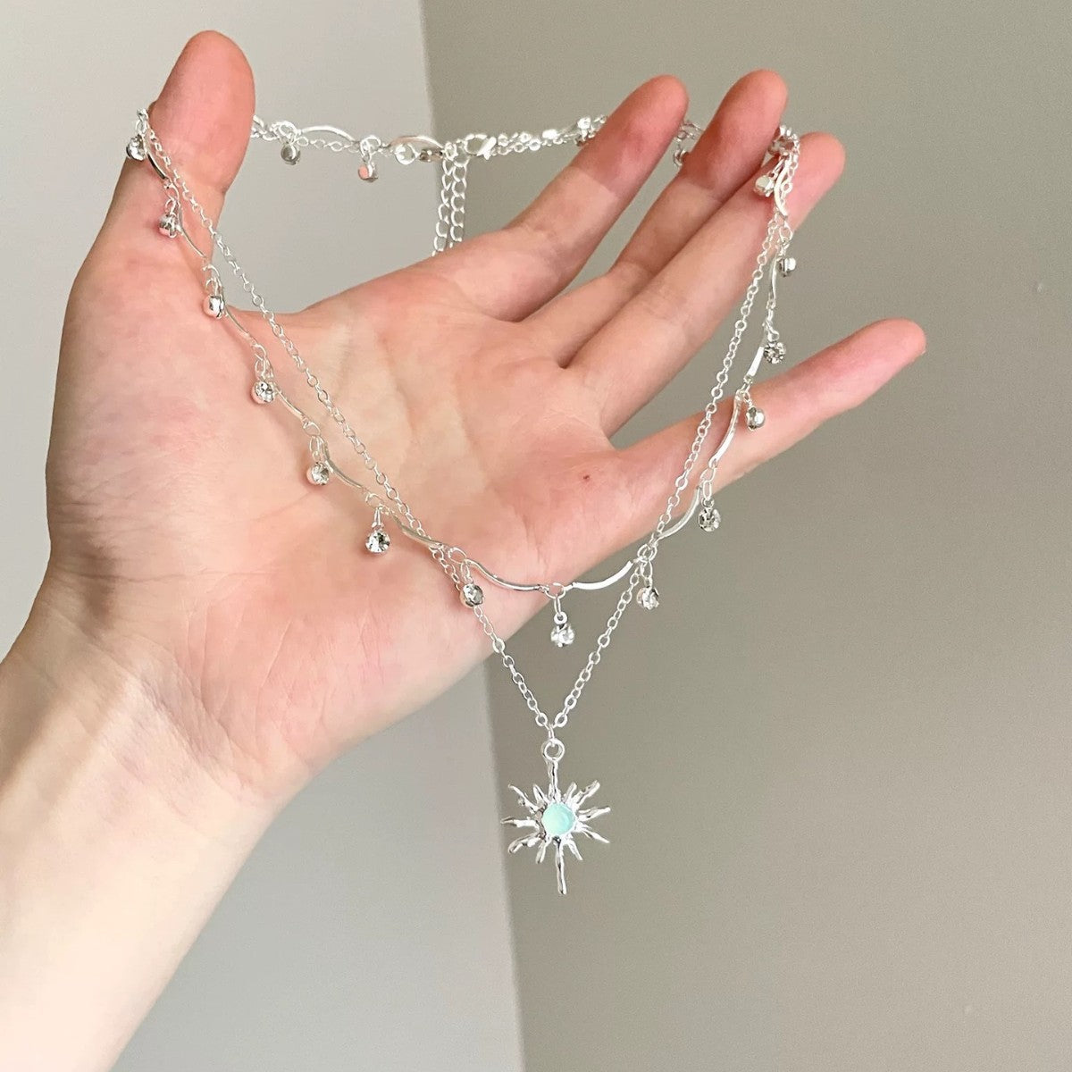 Women's Feeling Opal Sunflower High-grade Double Layer Necklace