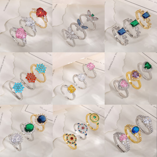 Women's Open-end Zircon Fashionable Classy Simple Cold Feeling Goddess Rings