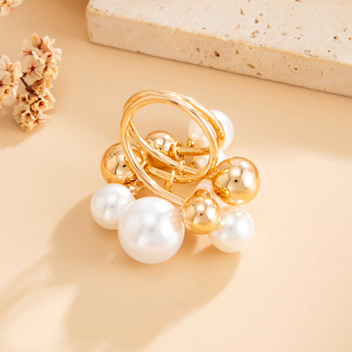 Creative Design Imitation Pearl Advanced Beads Rings