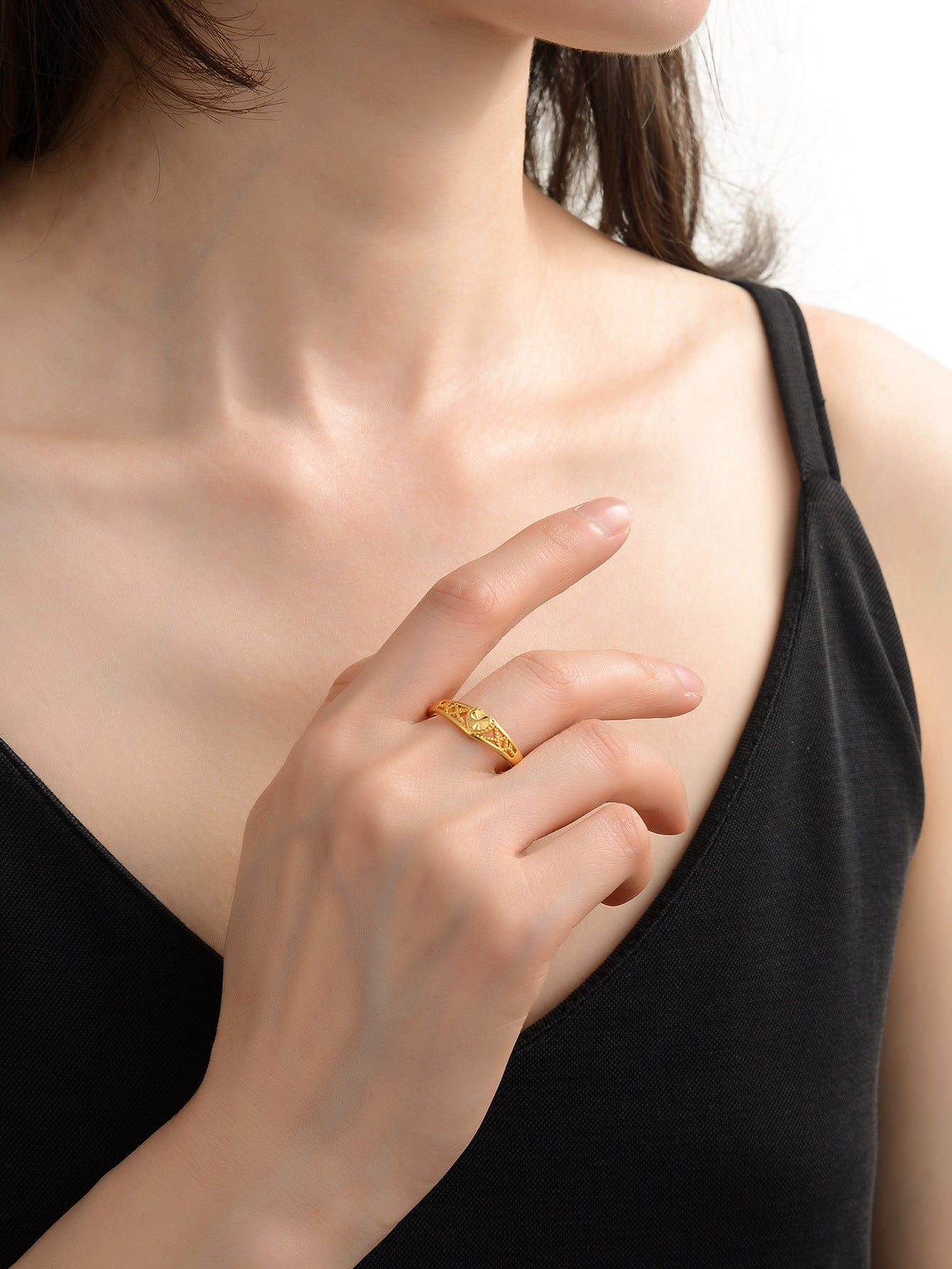 Placer Gold Open Female Live Model Plated Rings