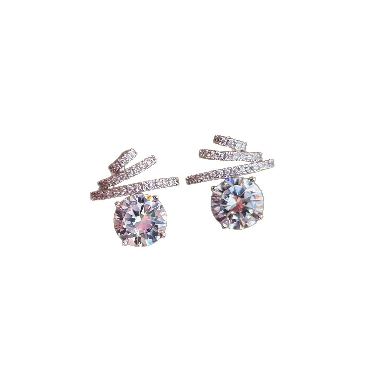 Women's Sier Big Diamond For Light Luxury Temperament Fashionable High-grade Exquisite Earrings
