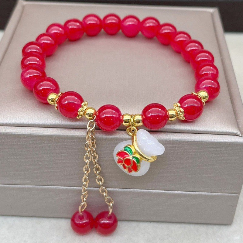 Strawberry Crystal Fashion Female Live Glass Chipping Bracelets