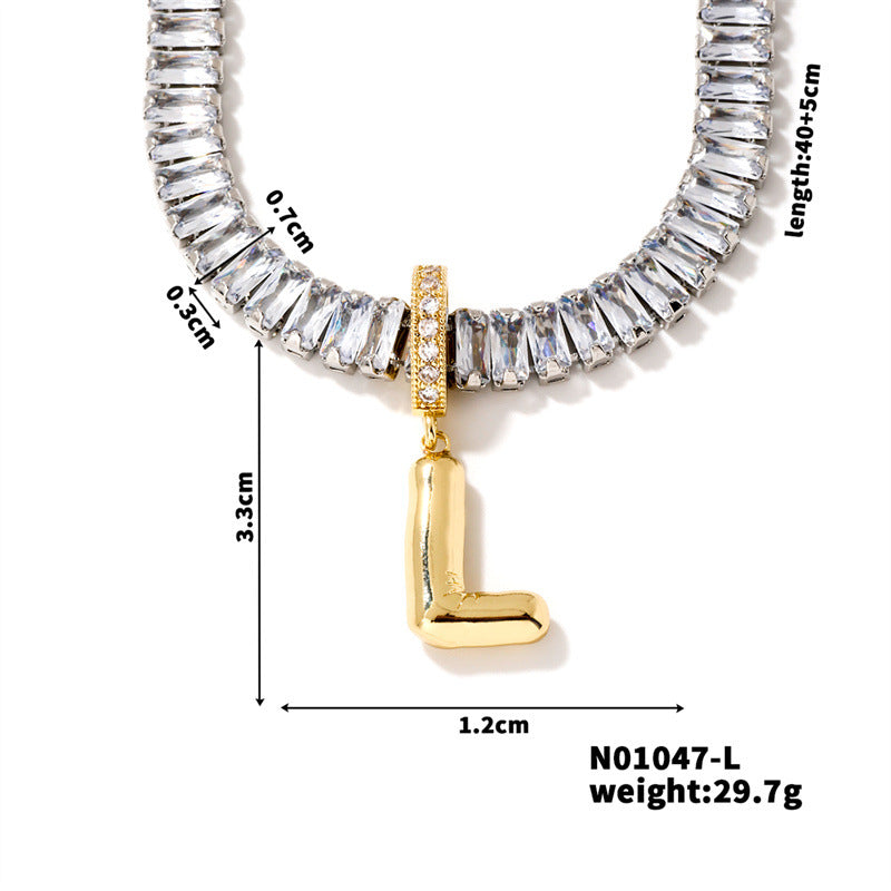 Zircon Letter English High Sense Simple Necklaces