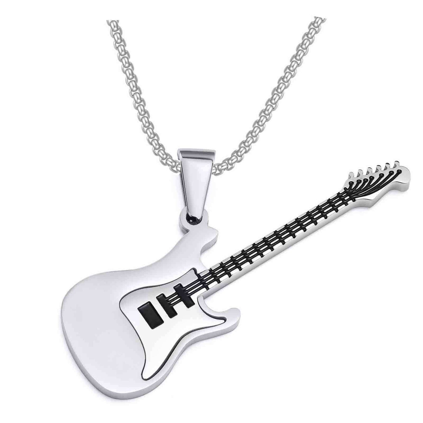 Personality Fashion Stainless Steel Guitar Street Necklaces