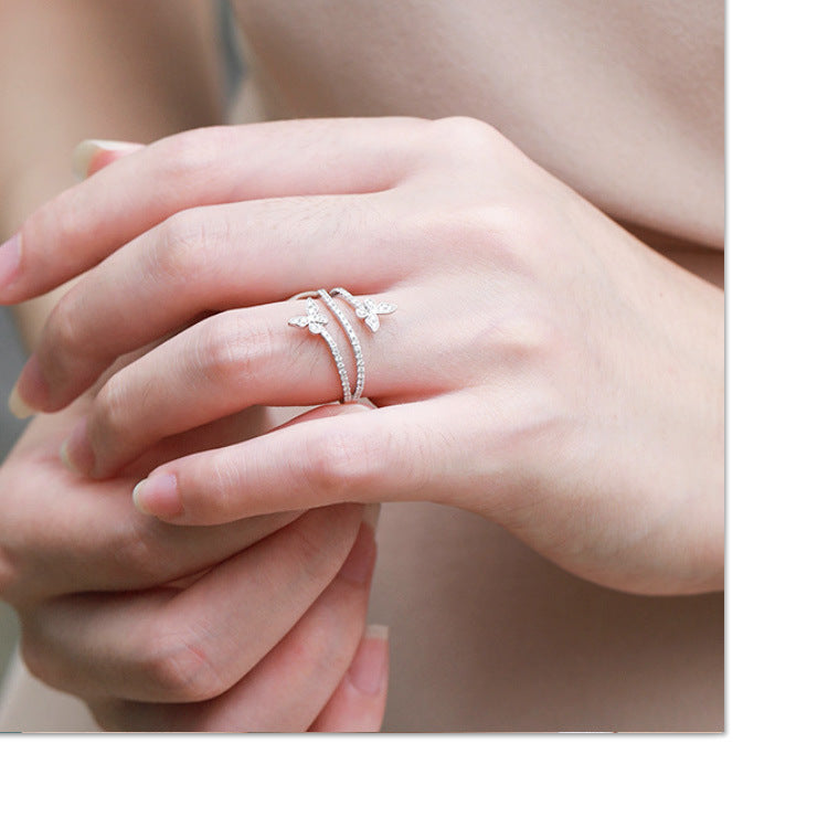 Design Double Butterfly Inlaid Zircon Fashion Personalized Ring