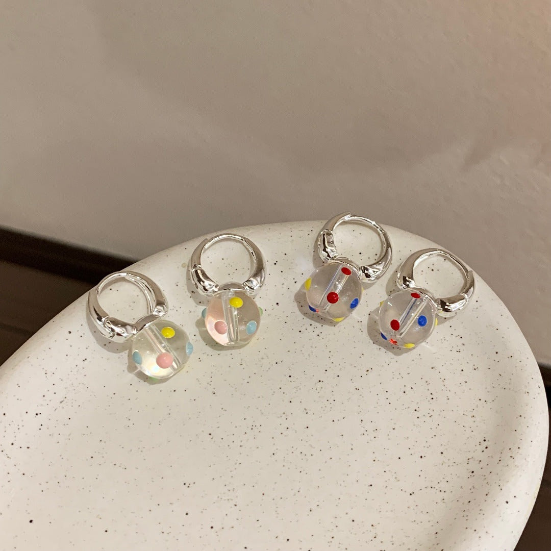 Colorful Ball Transparent Bead Female Temperament Ear Buckle
