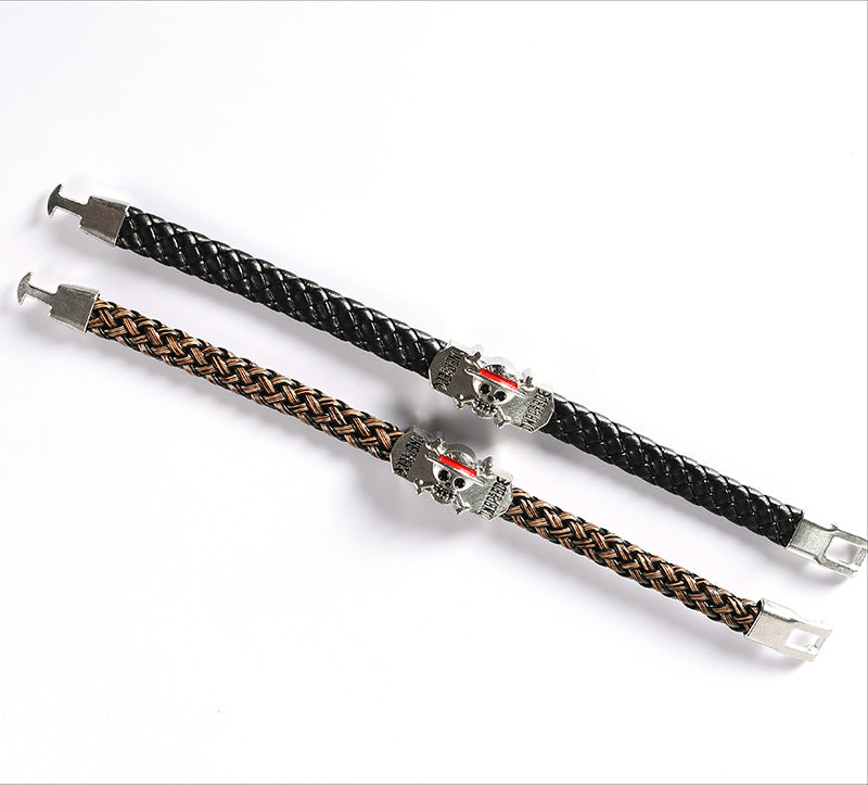 Anime Pirate Skull Alloy Creative Weaving Bracelets
