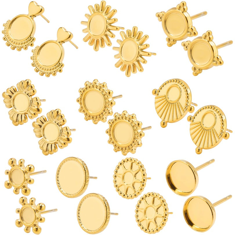 Stainless Steel Round Base Support Titanium Piercing Ear Clip Stud Earrings