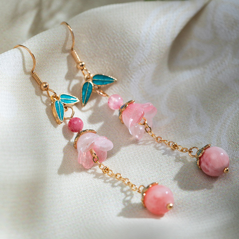 Women's Antique Pink Ear Clip Chinese Style National Cheongsam Rings