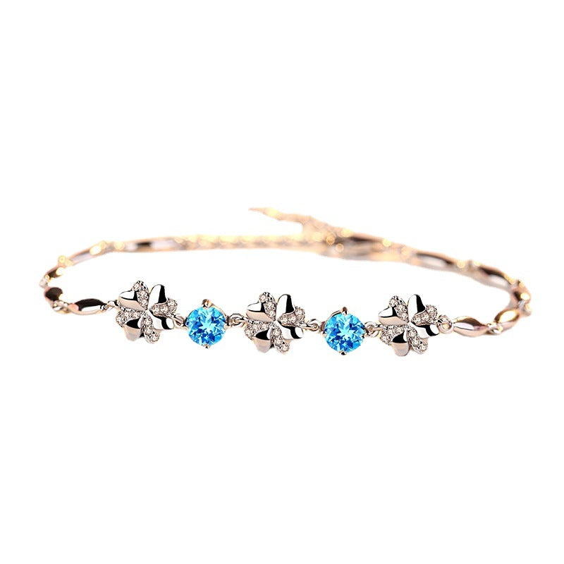 Clover Diamond White Copper Sier Plated Bracelets