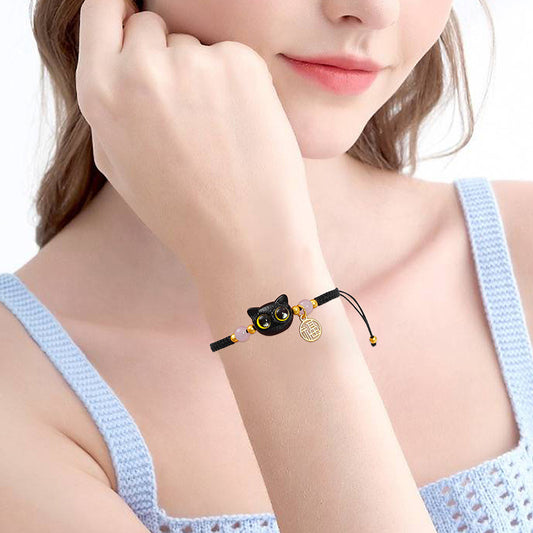 Cat Head Couple Style Cute Black Bracelets