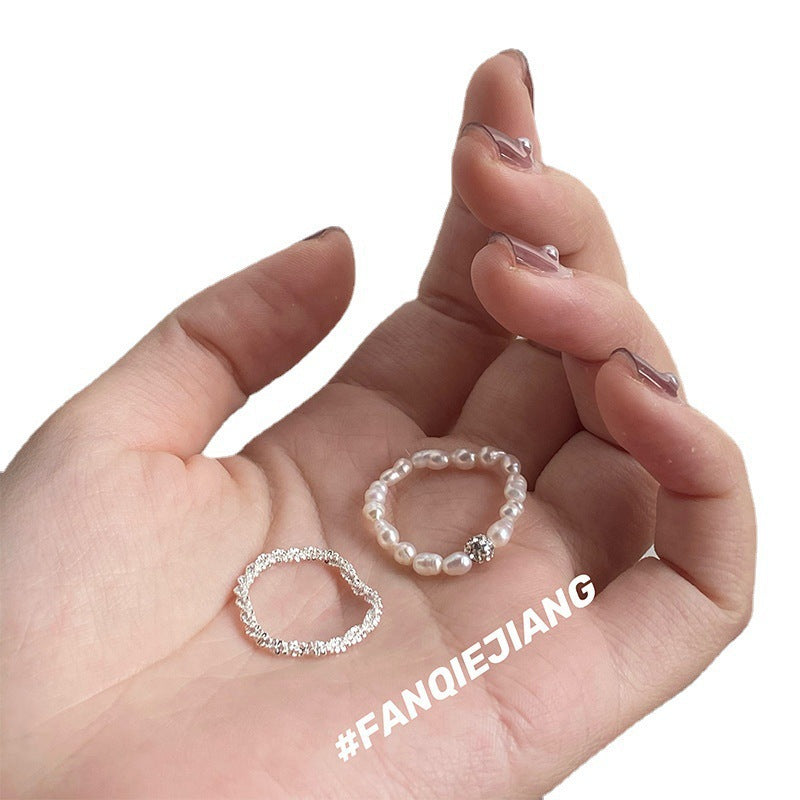 Women's Fairy Handmade Beaded Pearl High-grade French Style Index Finger Entry Ring