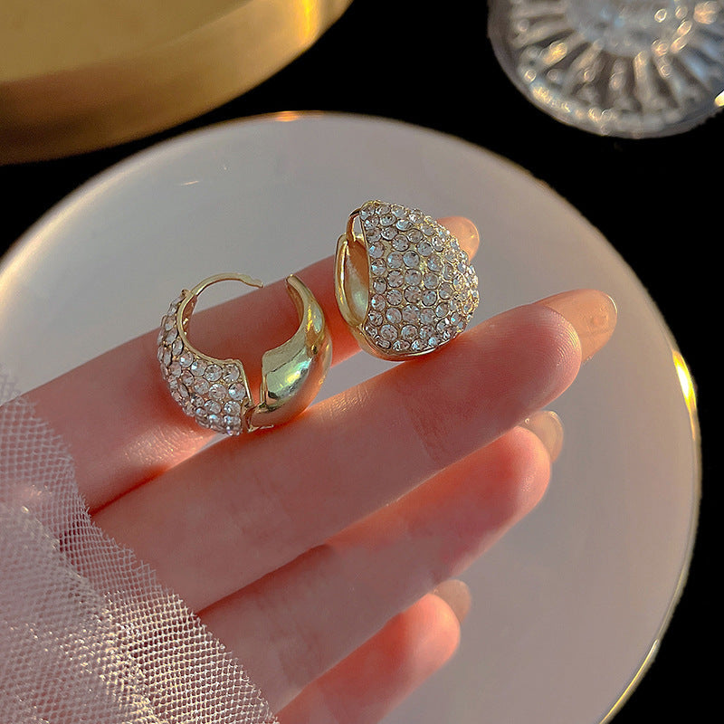 Luxury Full Diamond Clip Female Tide Graceful Earrings