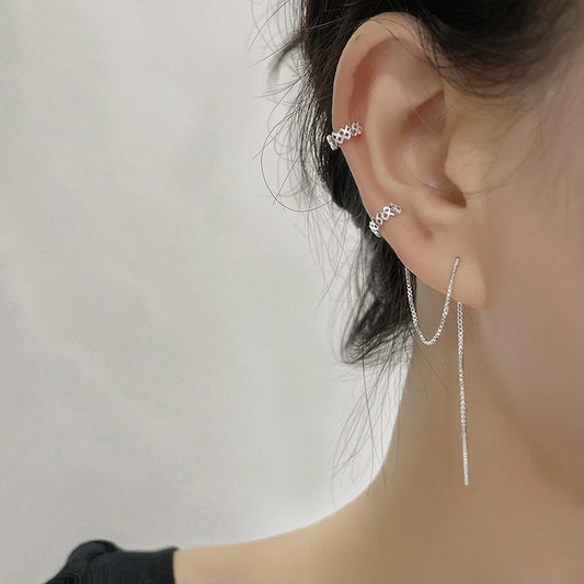 Women's Simple Double Line Ear Clip Hanging Long Geometric Fairy Earrings